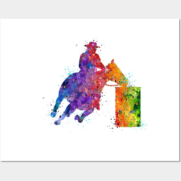 Barrel Racer Boy Colorful Watercolor Wall Art by LotusGifts